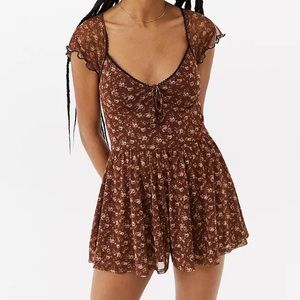 Urban Outfitters Floral Mesh Molly Playsuit size M